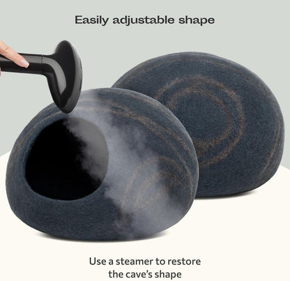 Cat Cave - New Zealand Wool Bed for Indoor Cats (Slate Gray)