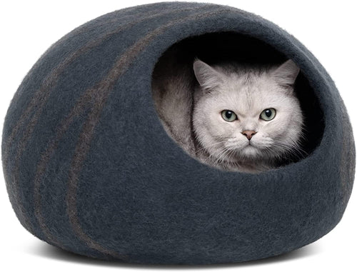 Cat Cave - New Zealand Wool Bed for Indoor Cats (Slate Gray)