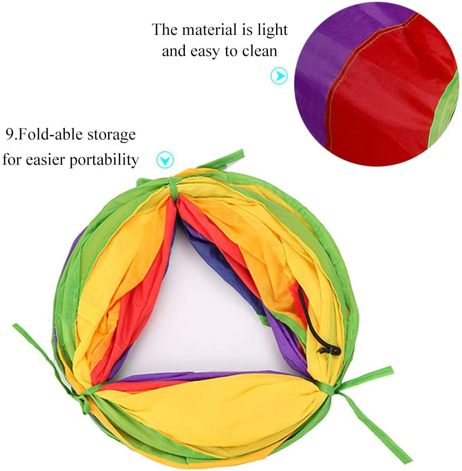 Rainbow collapsible cat tunnel with ball toy